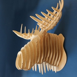 голова лося, трофей, размер 550х500х340мм., материал фанера 4мм, 3d скульптура. Деталь оформления...